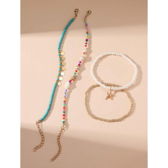 New Boho Beach Anklet with Starfish, OS - Picture 2 of 4